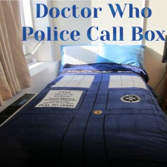 Doctor Who Police Call Box Other - Police Call Box Doctor Who Tardis Soft Plush Blanket Blue Quilt Throw Blanket